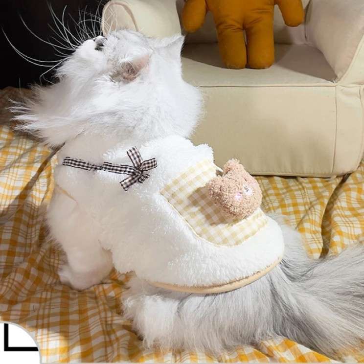 猫服  防寒服 | もこもこクマさんバッグ付き