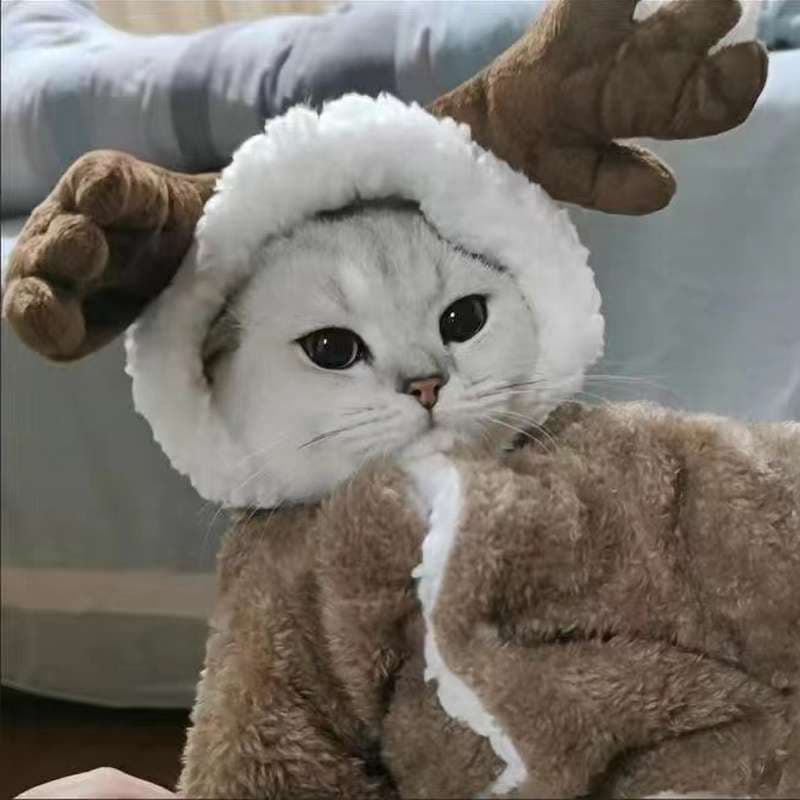 猫服  コスプレ | もこもこトナカイ風ペット用コスチューム