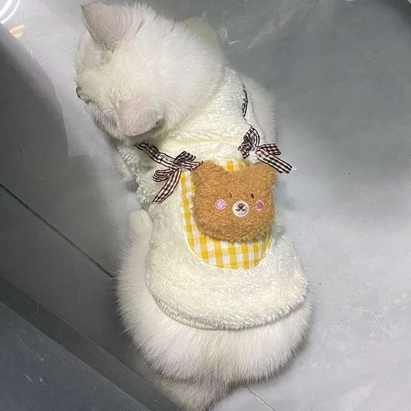 猫服  防寒服 | もこもこクマさんバッグ付き