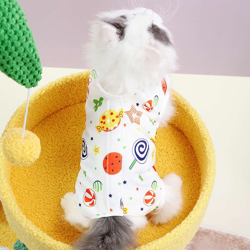 猫服  術後服 | ふわもこ猫ちゃん術後服キャンディ柄