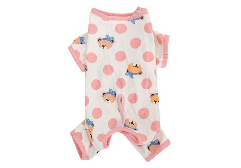 猫服  洋服 | もこもこクマさん柄キャットロンパース