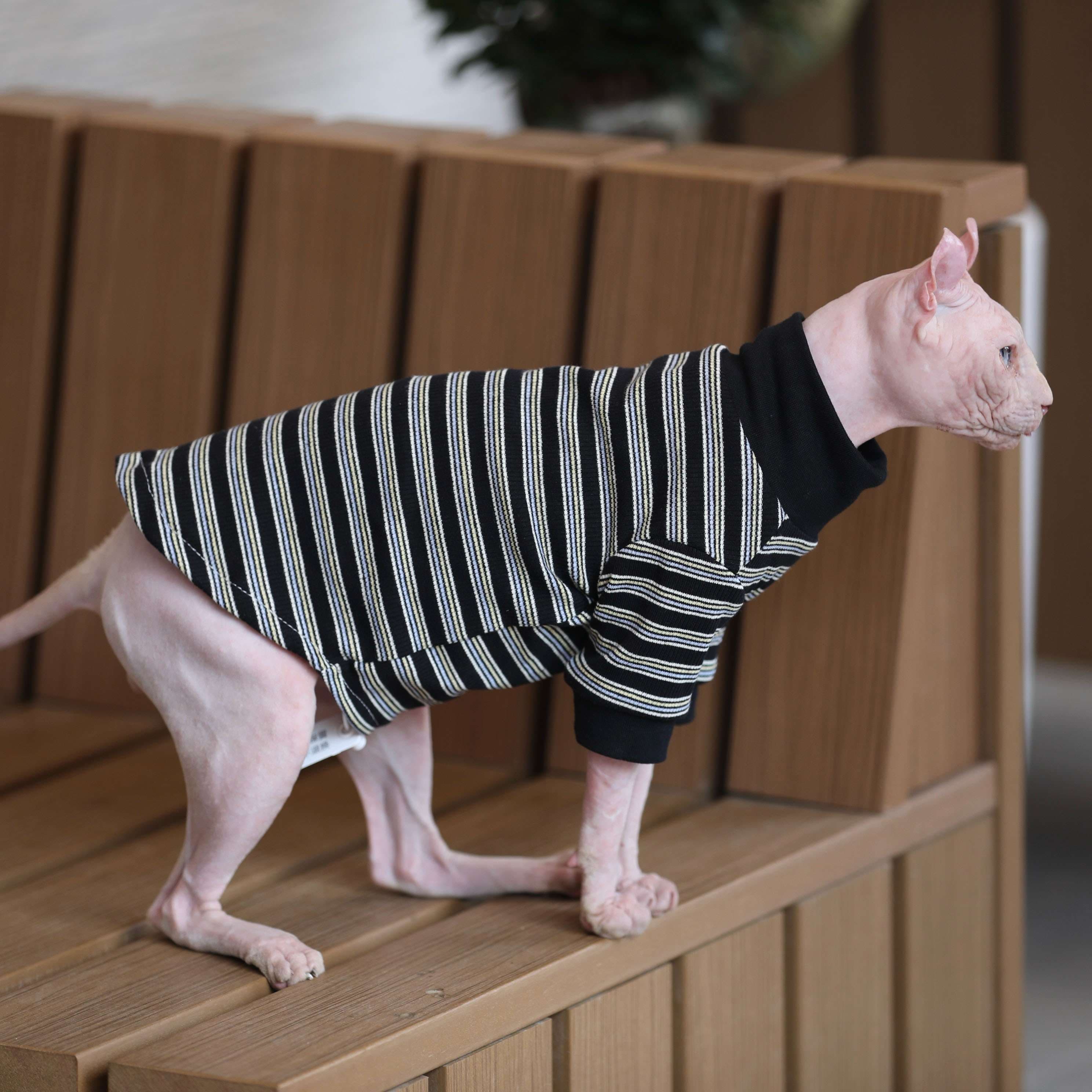 猫服  防寒服 | シャープボーダーの猫用セーター