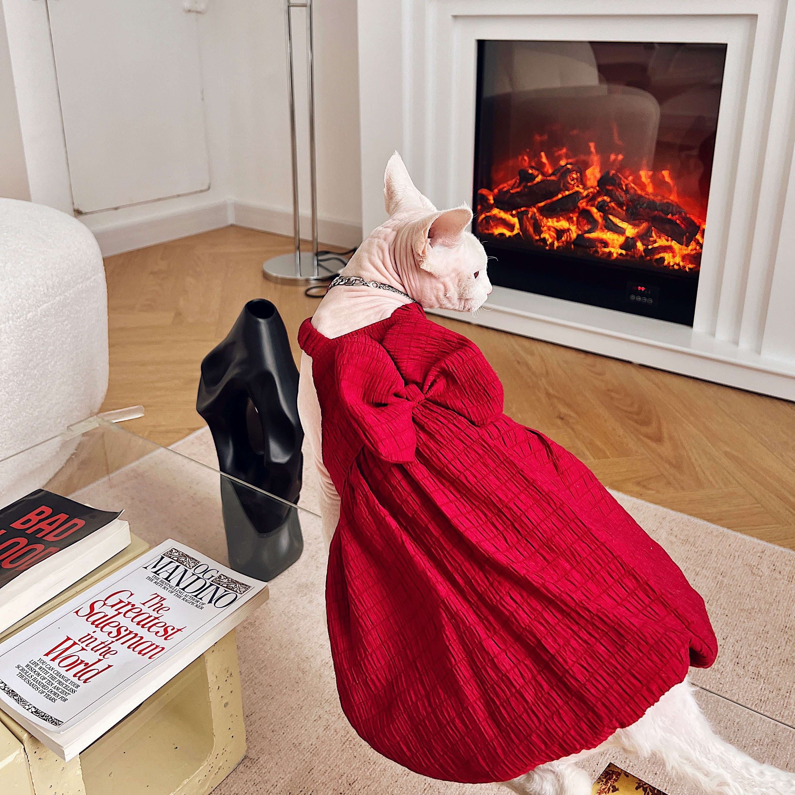 猫服  スフィンクス | スフィンクスの優雅な赤いドレス