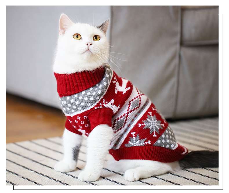 猫服  防寒服 | ニャンコのふわもこクリスマスセーター