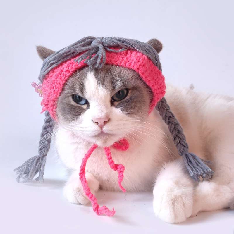 猫服  帽子 | ねこちゃんの三つ編みニット帽
