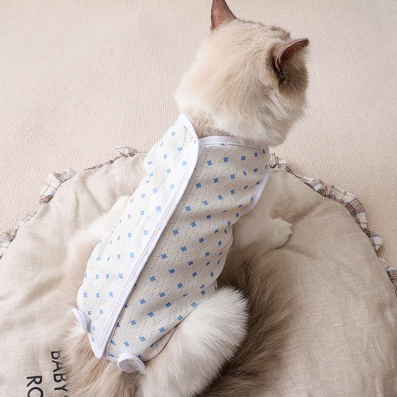 猫服  術後服 | ふわもこ猫ちゃん用術後服 ドット柄