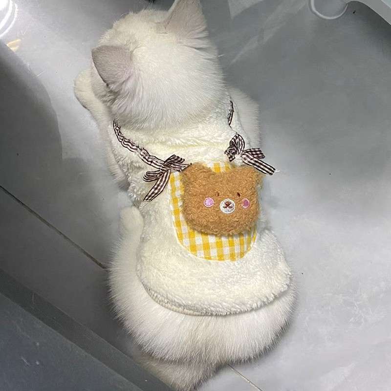 猫服  防寒服 | もこもこクマさんバッグ付き
