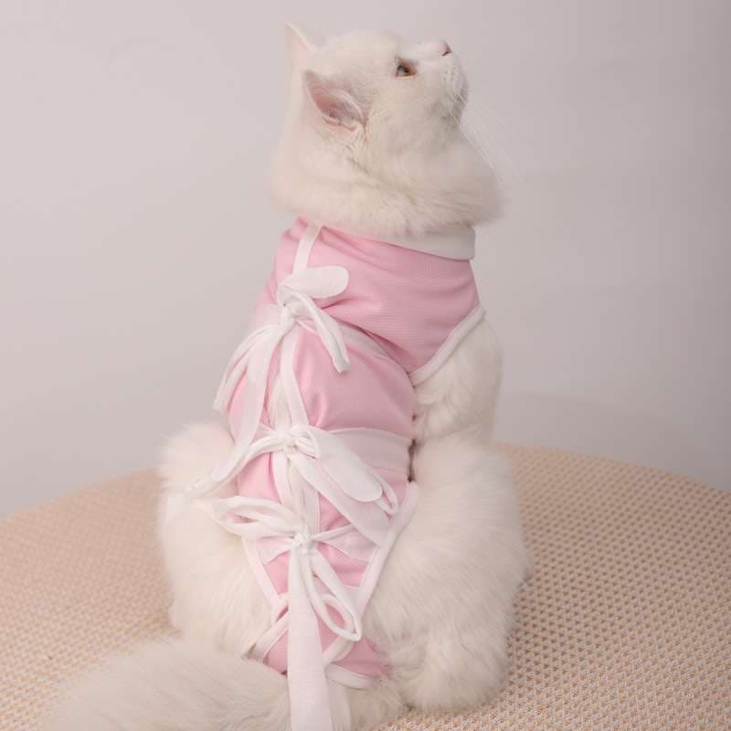 猫服  術後服 | ふわもこ猫ちゃん用リボン付き術後服