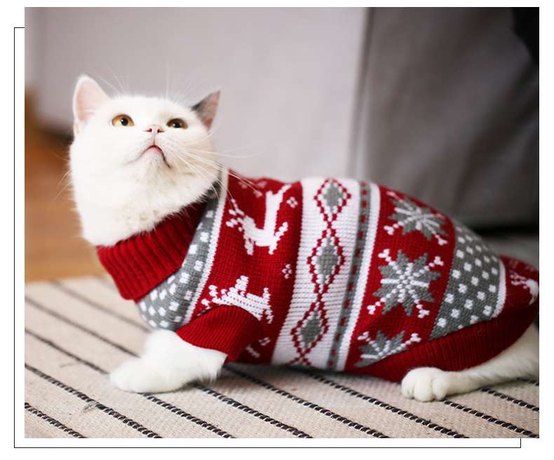猫服  防寒服 | ニャンコのふわもこクリスマスセーター