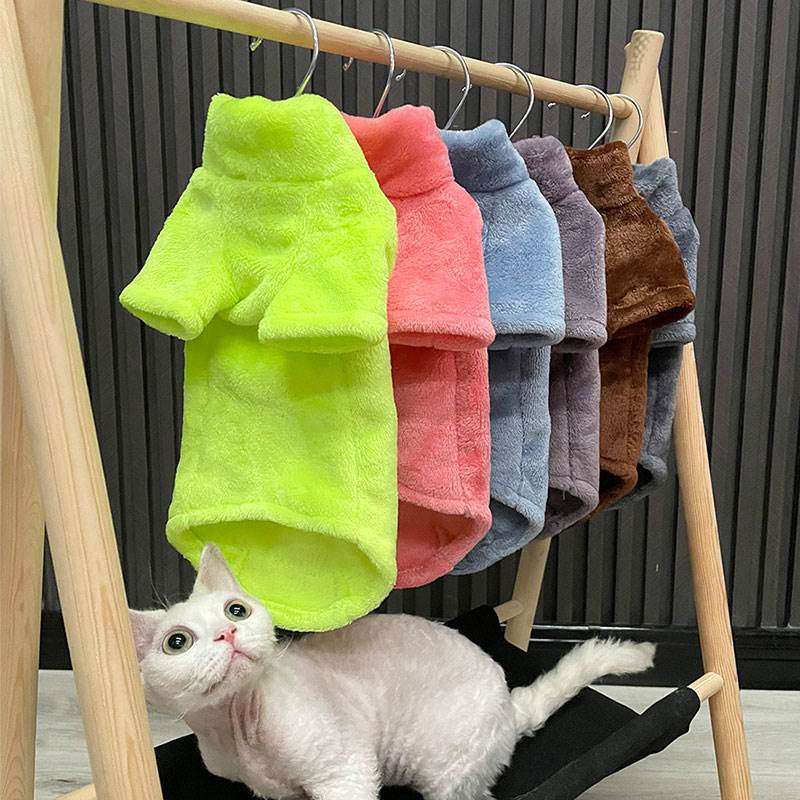 猫服  防寒服 | もこもこ猫用タートルネック防寒ウェア