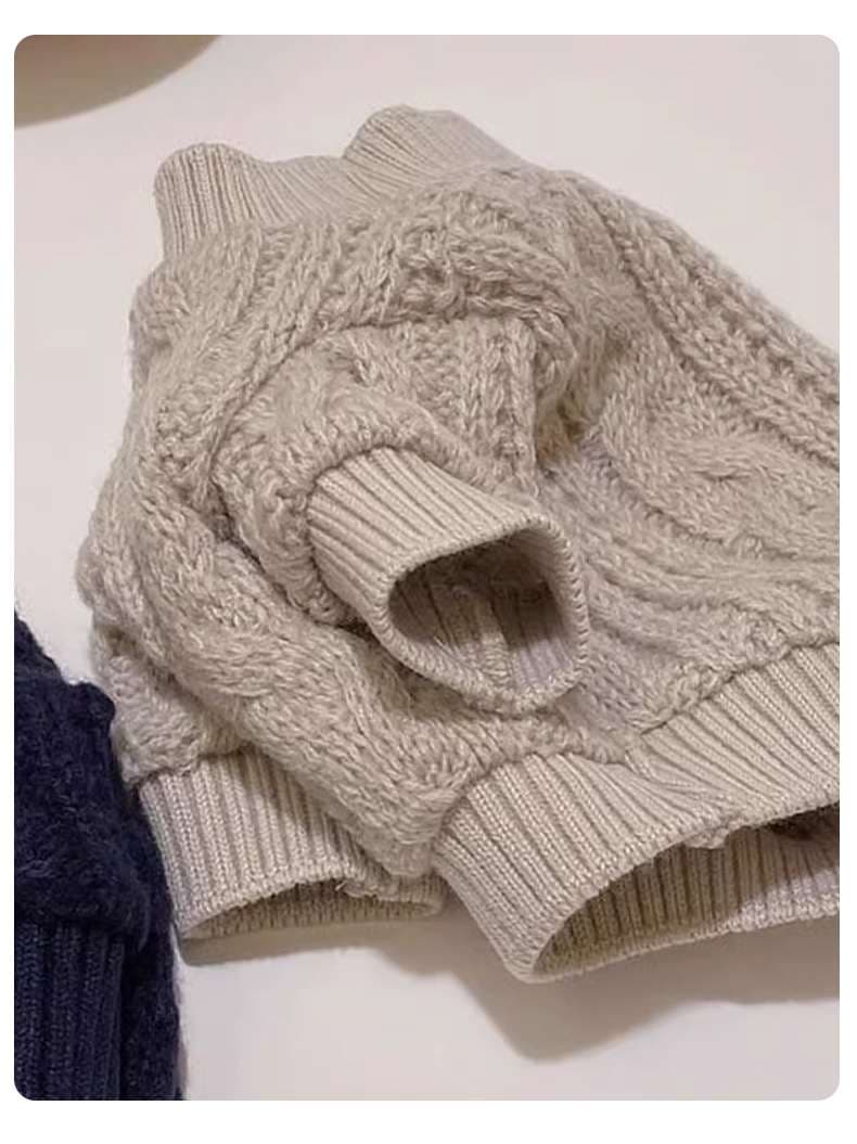 猫服 ふわふわケーブル編みタートルネック猫用温かセーター