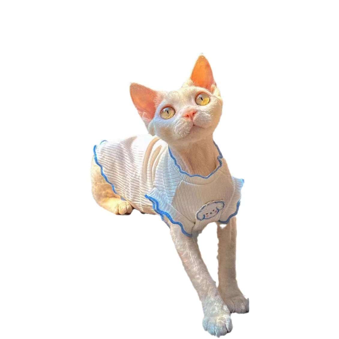 猫服  洋服 | もふもふ耳猫ちゃん用フリル付きボディスーツ