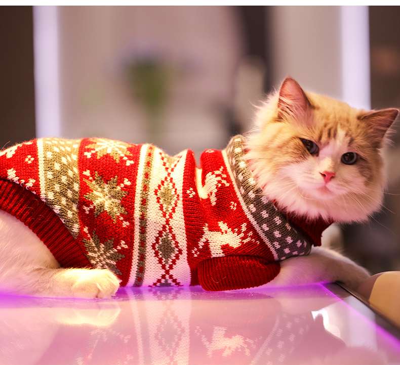 猫服  防寒服 | ニャンコのふわもこクリスマスセーター