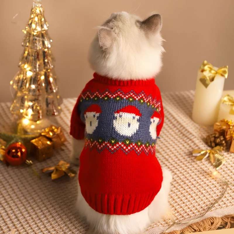 猫服  防寒服 | もこもこペット用クリスマスセーター