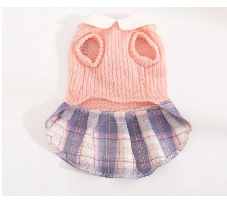 猫服  洋服 | 猫用プレッピースタイルチェック柄ワンピース