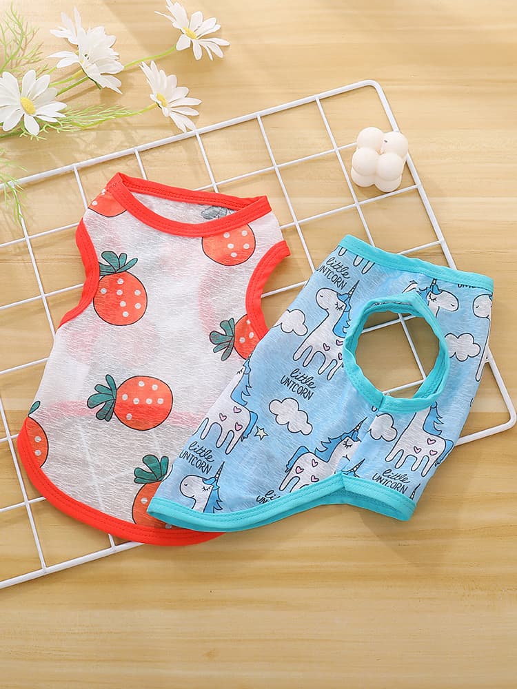 猫服  かわいい柄のメッシュタンクトップ