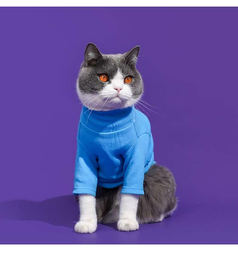 猫服  防寒服 | モコモコ猫ちゃん用タートルネックセーター