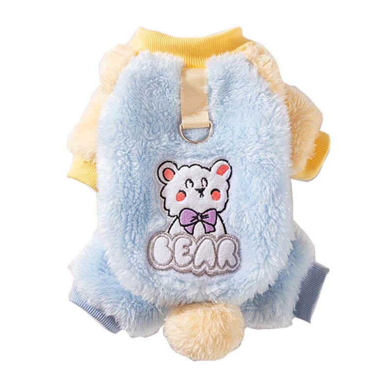 猫服 もこもこユニコーン刺繍入り猫用防寒着