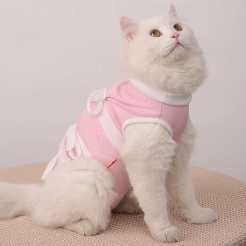 猫服  術後服 | ふわもこ猫ちゃん用リボン付き術後服