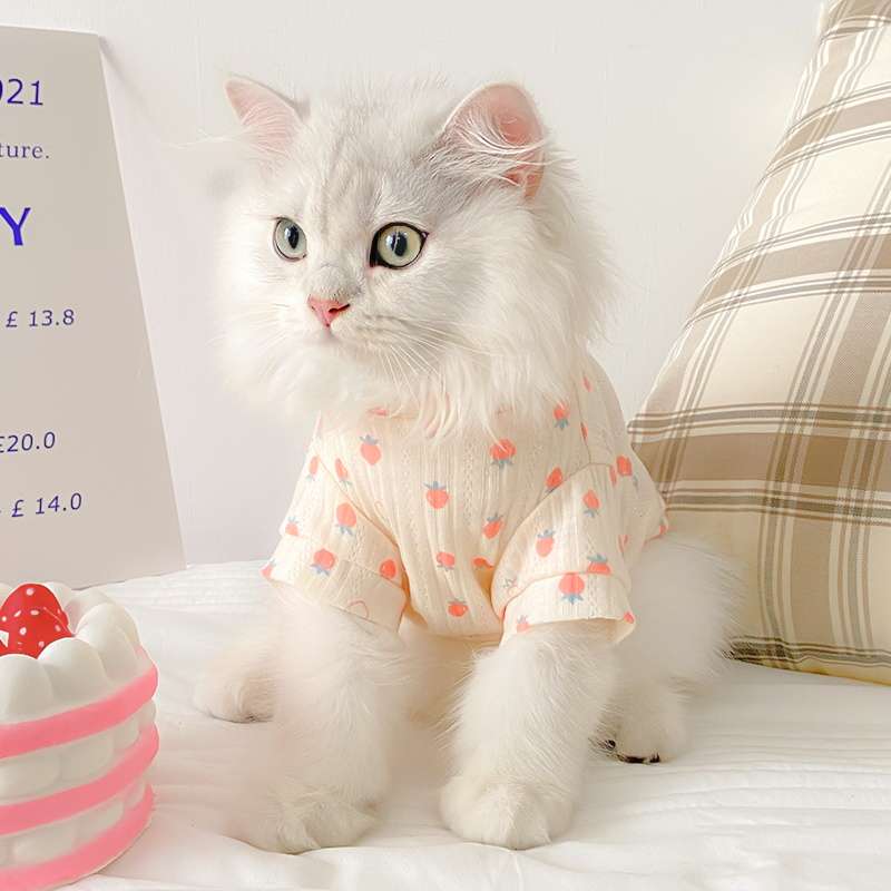 猫服  洋服 | 苺柄猫用パジャマ