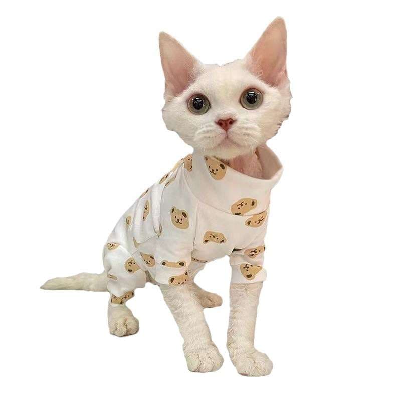猫服  洋服 | くまさん柄のネコちゃん用オールインワン