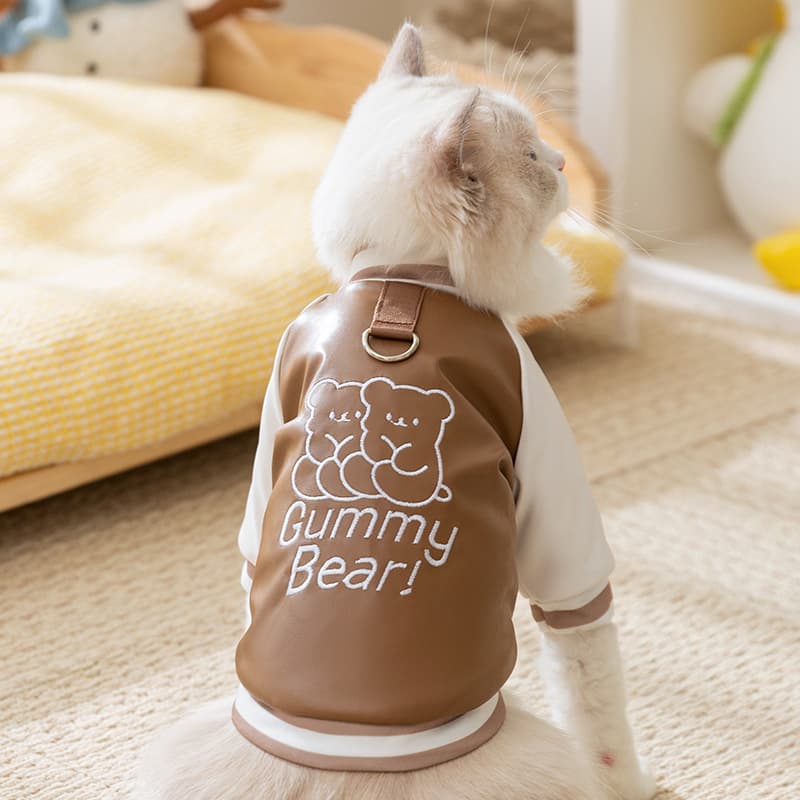 猫服洋服 くまちゃんプリントスタジャン