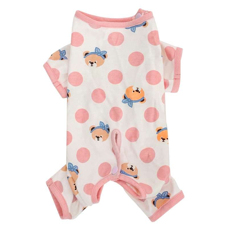 猫服  洋服 | もこもこクマさん柄キャットロンパース