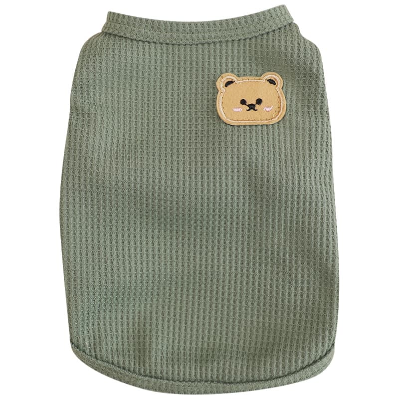 猫服  くまさん刺繍ワッフルノースリーブ