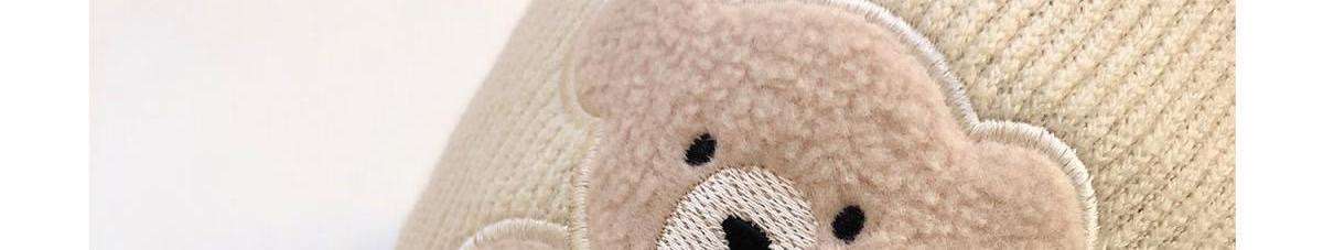 猫服 小熊刺繍入りふわもこ袖口あったか猫用編み上着