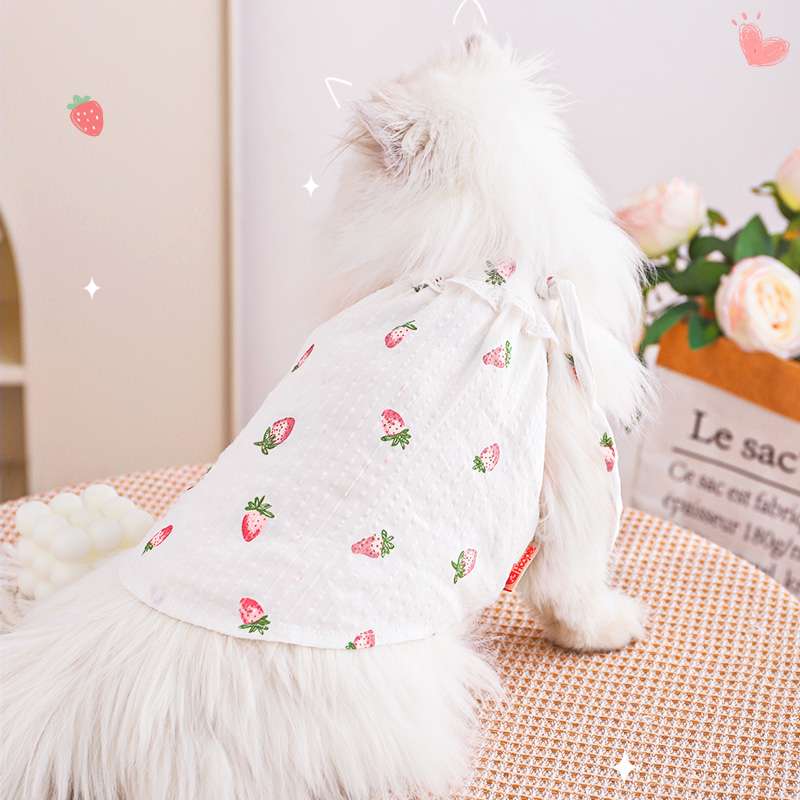 猫服  洋服 | 苺柄猫用パジャマ