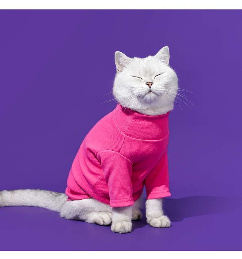 猫服  防寒服 | モコモコ猫ちゃん用タートルネックセーター