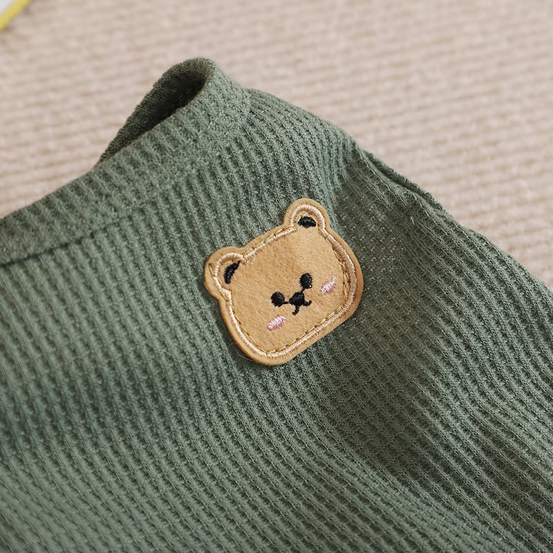 猫服  くまさん刺繍ワッフルノースリーブ