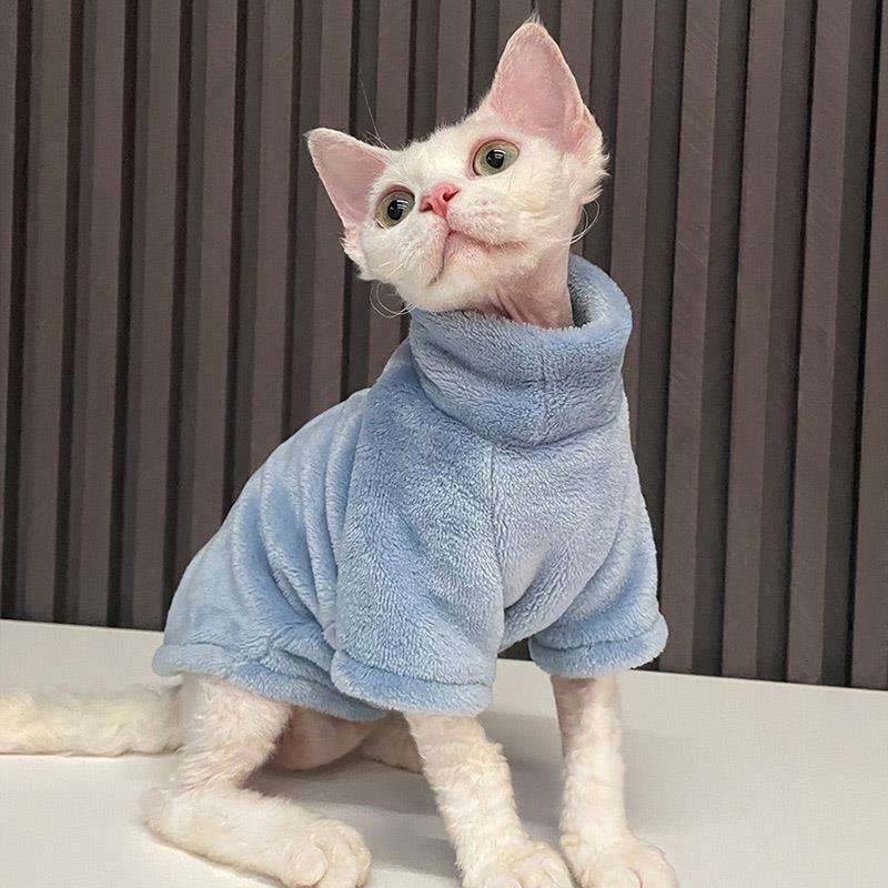 猫服  防寒服 | もこもこ猫用タートルネック防寒ウェア