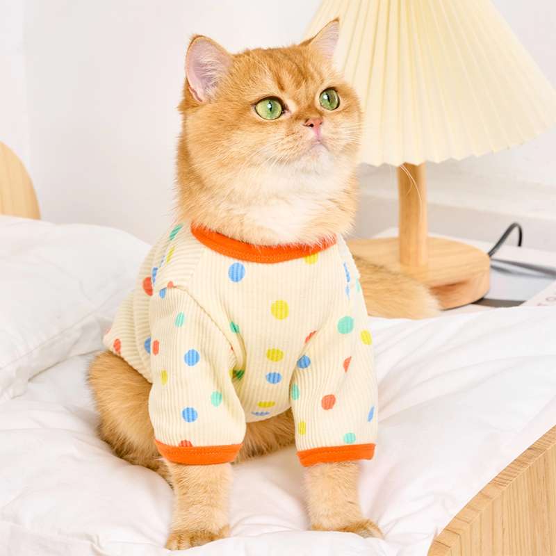 猫服  洋服 | ふわもこ水玉猫用パジャマ