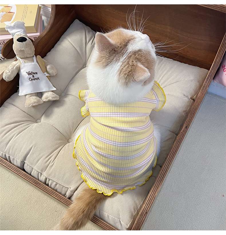 猫服  洋服 | フリル付きリブタンクトップ
