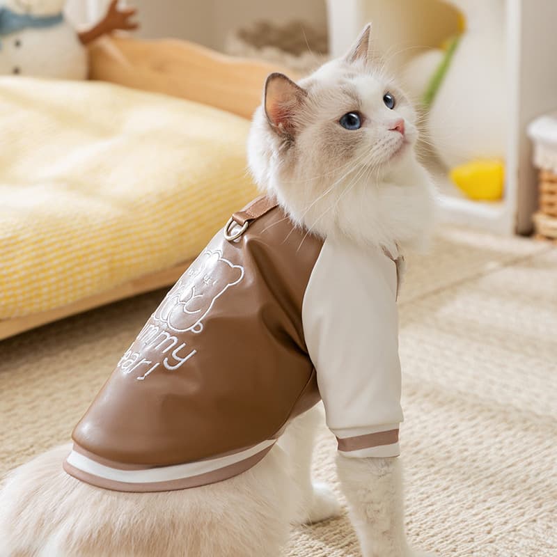 猫服洋服 くまちゃんプリントスタジャン