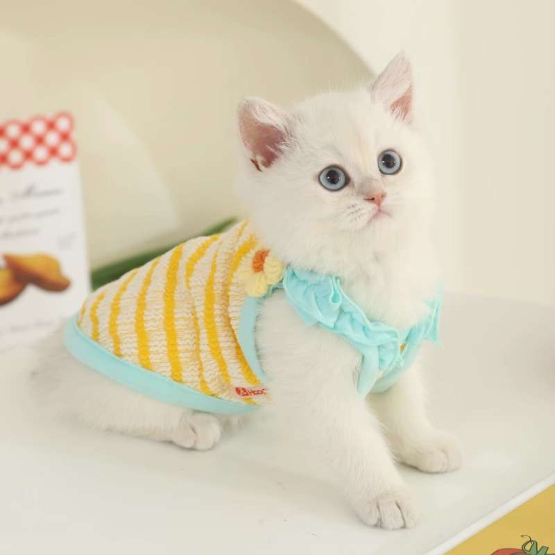 猫服  洋服 | ふわふわニャンコのボーダーベスト