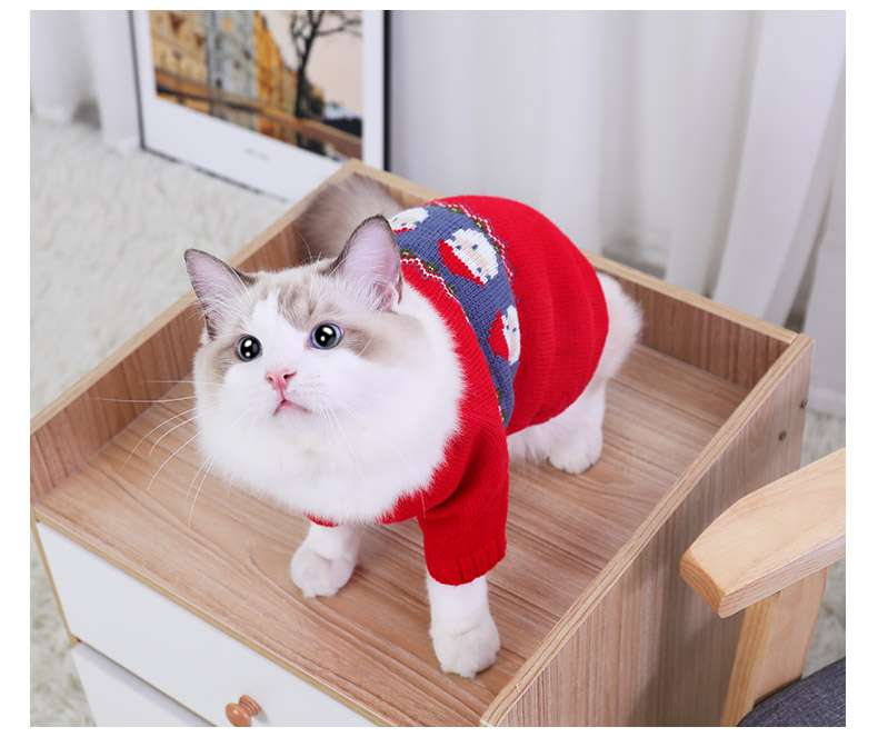 猫服  コスプレ | クリスマス柄猫用ニットセーター