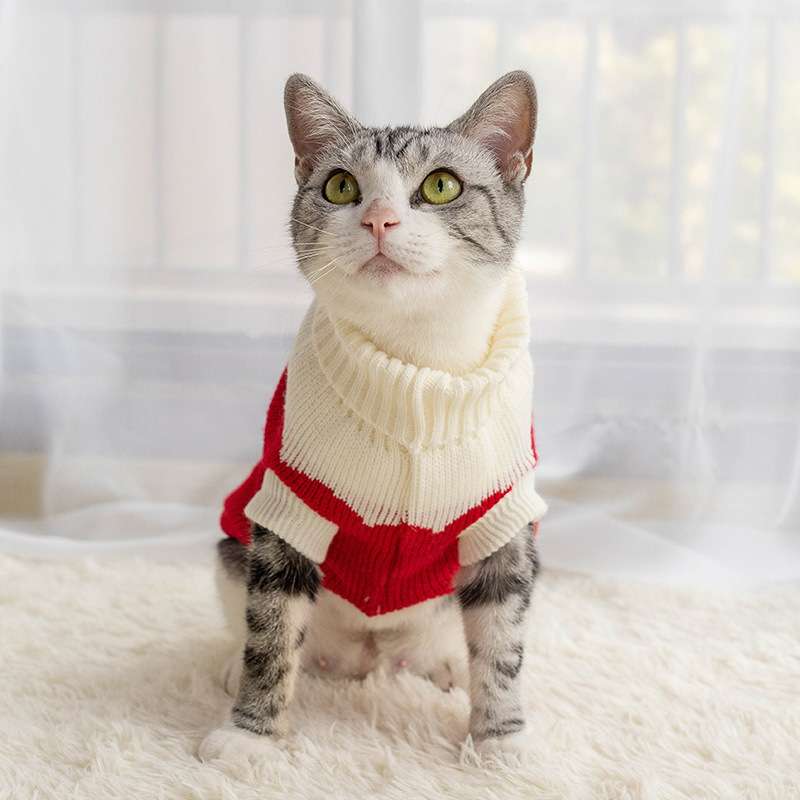 猫服  防寒服 | もこもこハートニット猫ちゃん用セーター