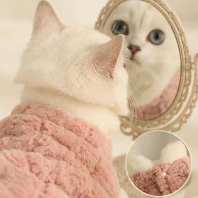 猫服 ふわもこケーブル編み猫用防寒着