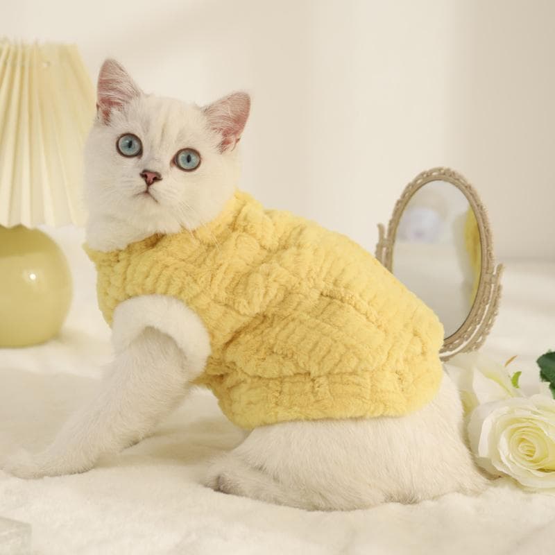 猫服 ふわもこケーブル編み猫用防寒着