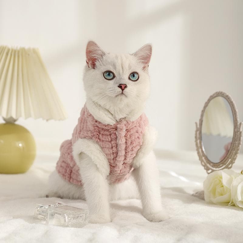 猫服 ふわもこケーブル編み猫用防寒着