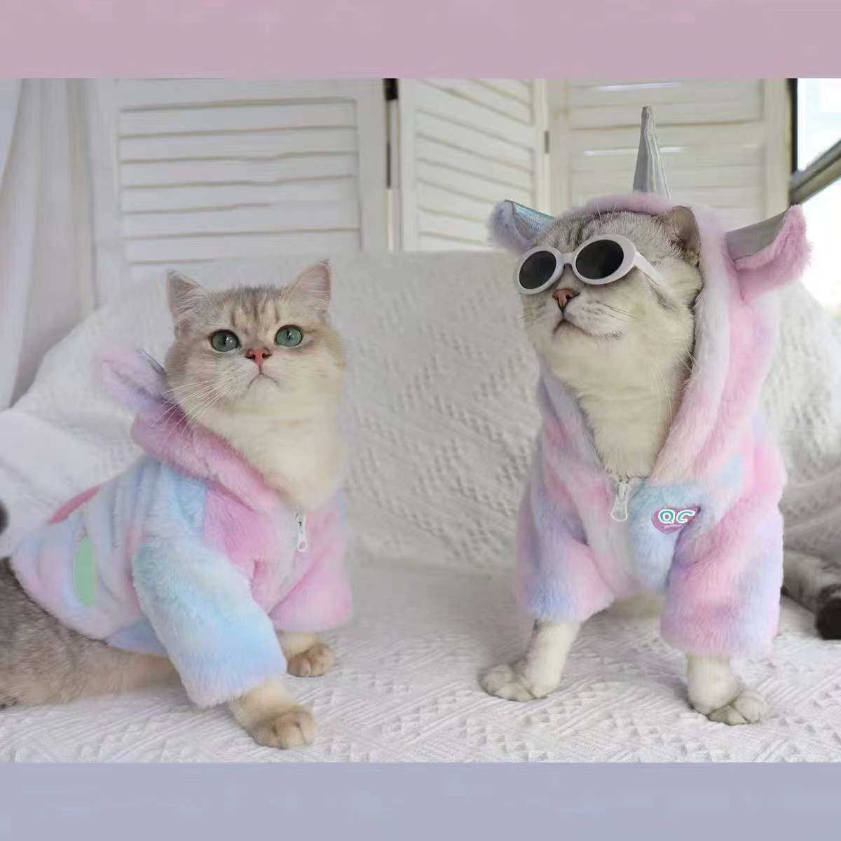 猫服 防寒服 | ユニコーンパステルキャットパーカー