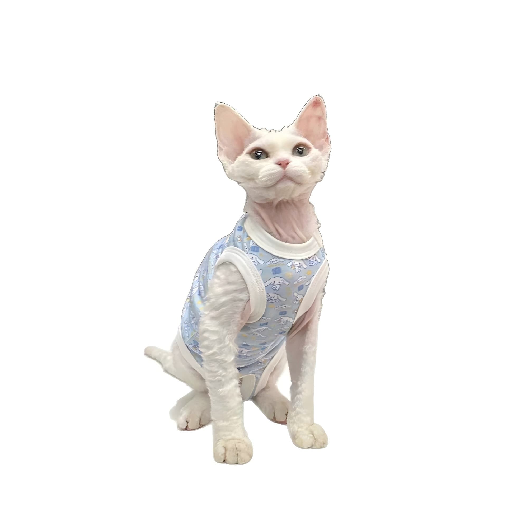 猫服洋服 子猫とお花の総柄袖なしタンクトップ
