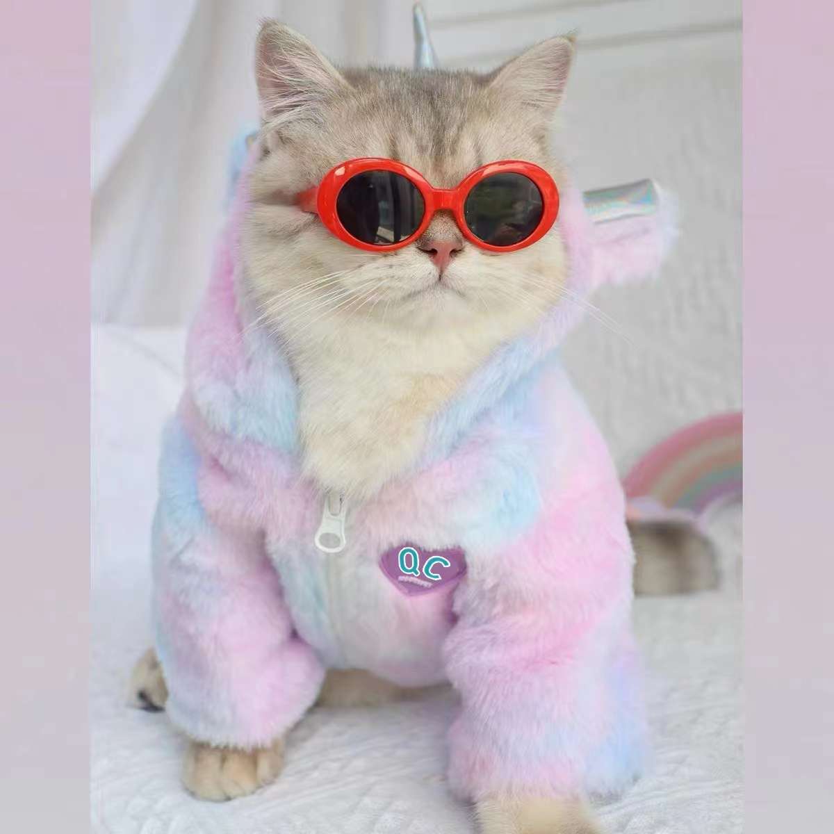 猫服 防寒服 | ユニコーンパステルキャットパーカー