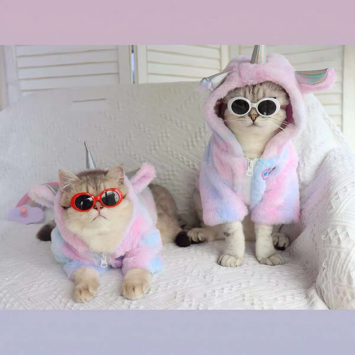 猫服 防寒服 | ユニコーンパステルキャットパーカー