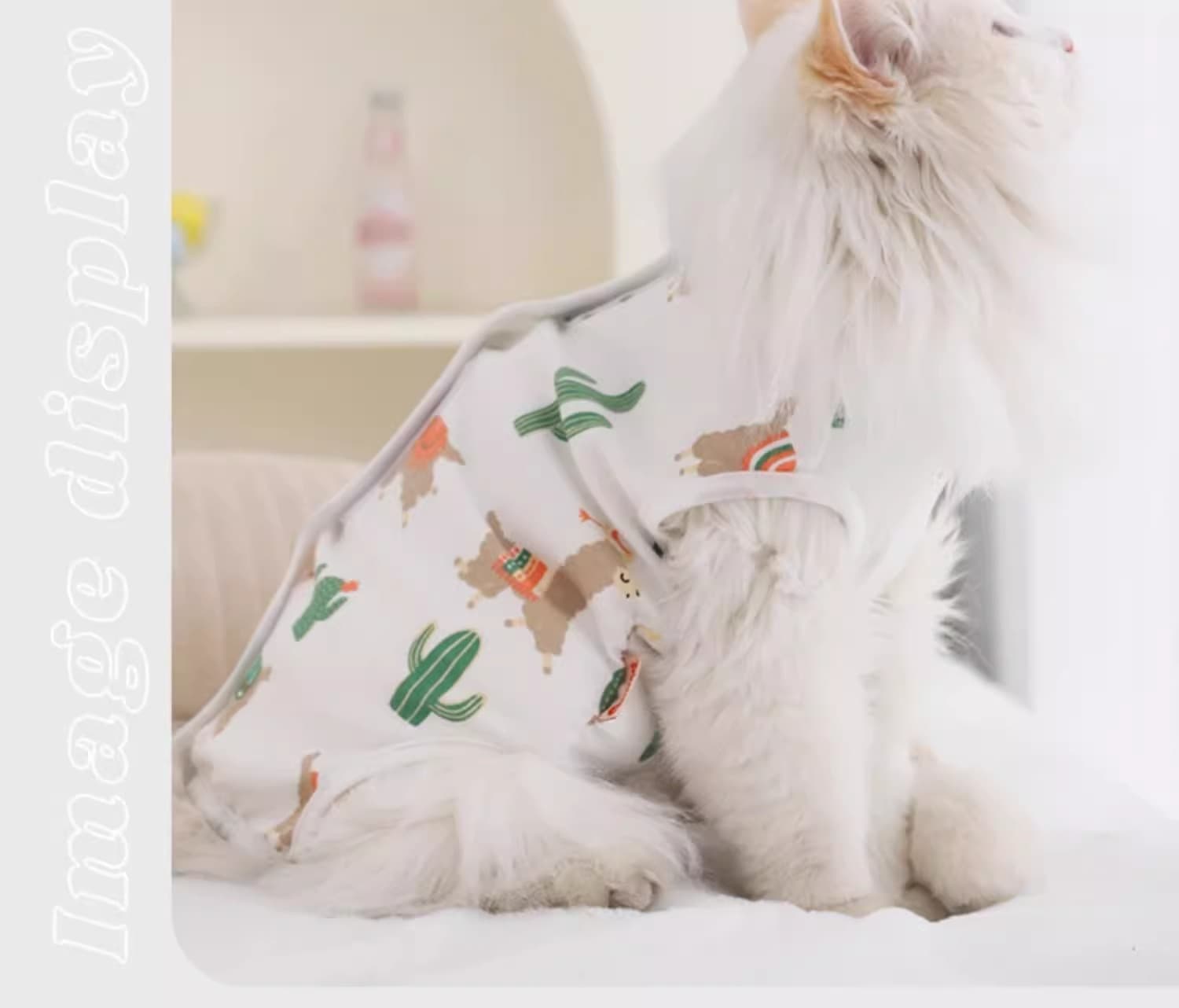 猫服 さぼてん柄の優しい術後ウェア